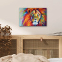 Leeuw - Dieren - Olieverf - Regenboog aluminium wit klein -sfeer3