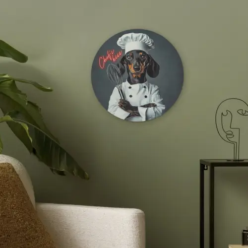 Quote - Neon - Hond - Kokskleding Akoestische PET Vilt - Rond klein -sfeer2