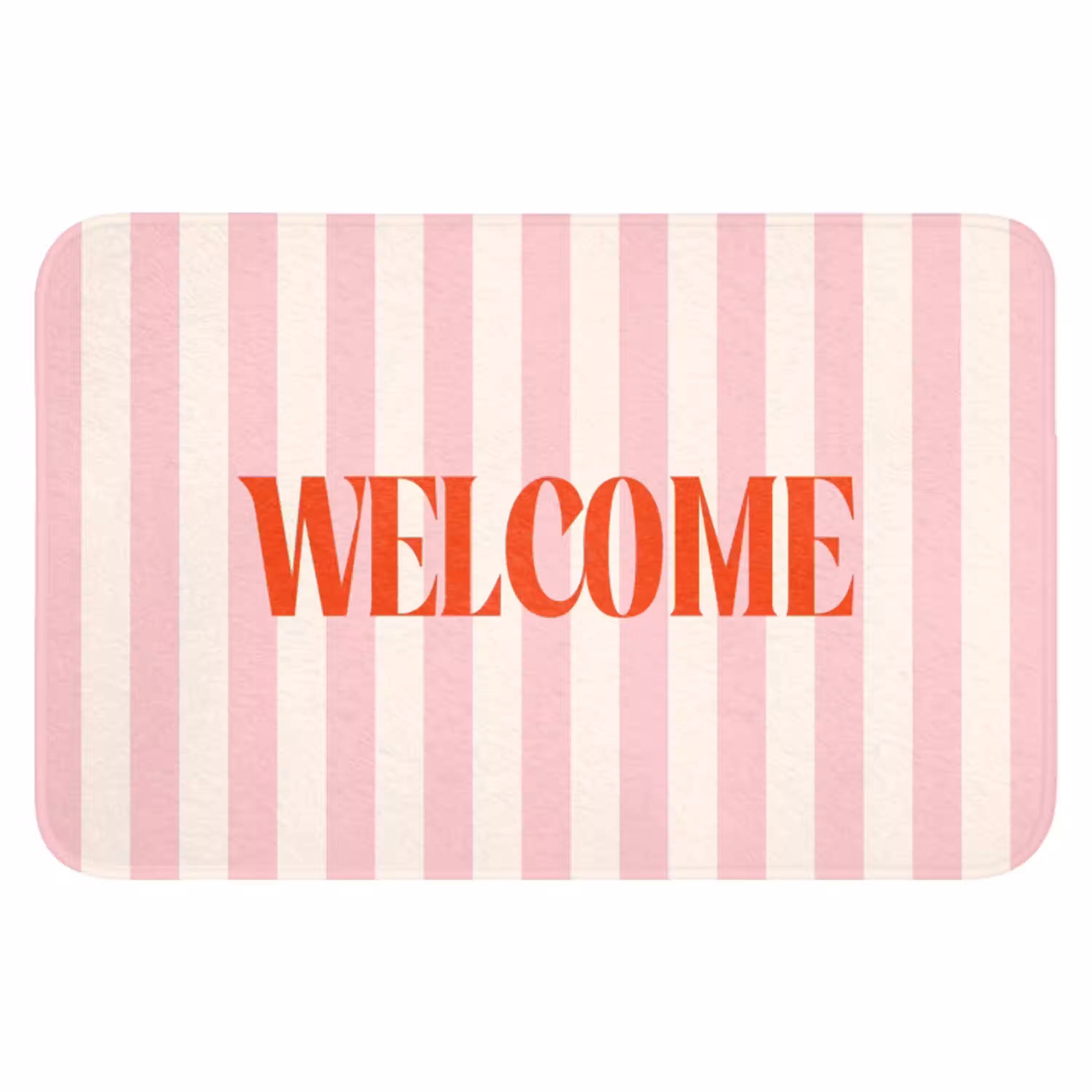 Zachtroze - Rood - Strepen - Welcome WCmat klein -3d