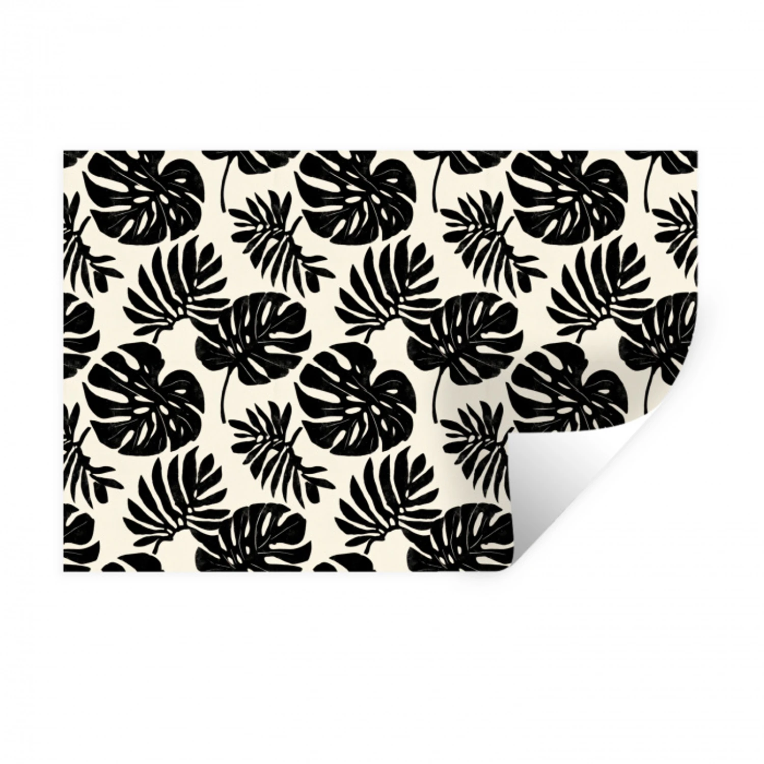 Modern - Monstera - Zwart Muursticker klein 286 -3d