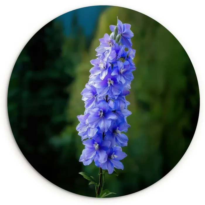 Bloemen - Blauw - Dennenboom Wandcirkel kunststof plaat 5mm dik klein -3d