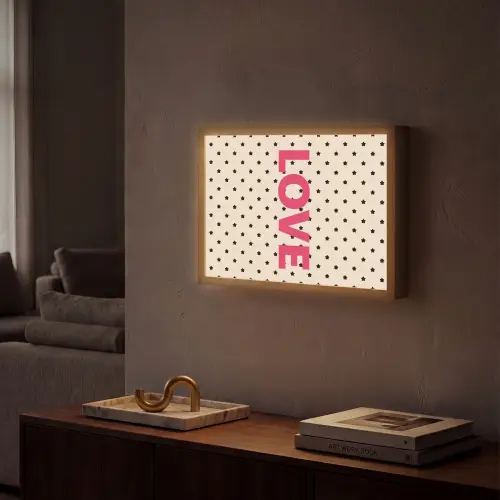 Love - Stippen - Roze Light Box met batterij (Wandlamp) middel -sfeer1