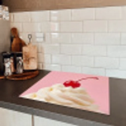 Kers - Slagroom - Roze Inductie beschermer vinyl 3mm middel -sfeer3
