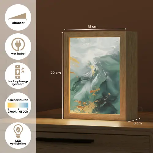 Groen - Modern - Marmer - Abstract Light Box met kabel (Tafellamp) klein -USP_NL