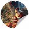 Kerstman - Haard - Donker Wandcirkel behangsticker klein -3d
