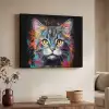 Kat - Graffiti - Dieren - Kleuren - Grijs Textielframe zwart klein -sfeer3