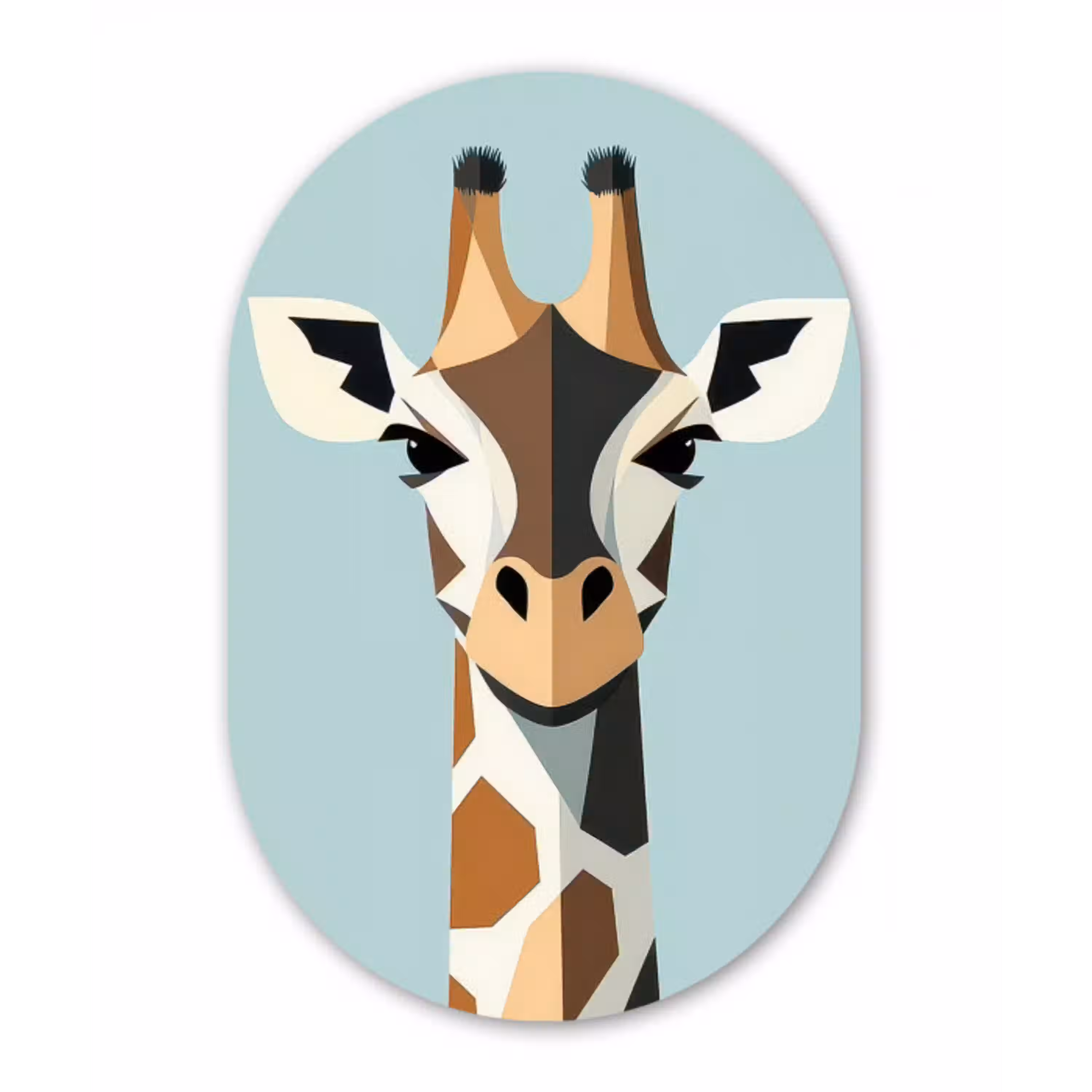 Giraffe - Illustratie - Bruin - Minimalistisch Wandcirkel Ovaal Aluminium middel -3d