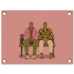 Illustratie - Bankje - Personen - Minimalistisch tuinposter los doek klein -3d