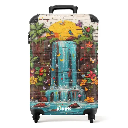 Waterval in graffiti stijl NBS - Handbagage koffer - Unisex middel -productfoto_recht