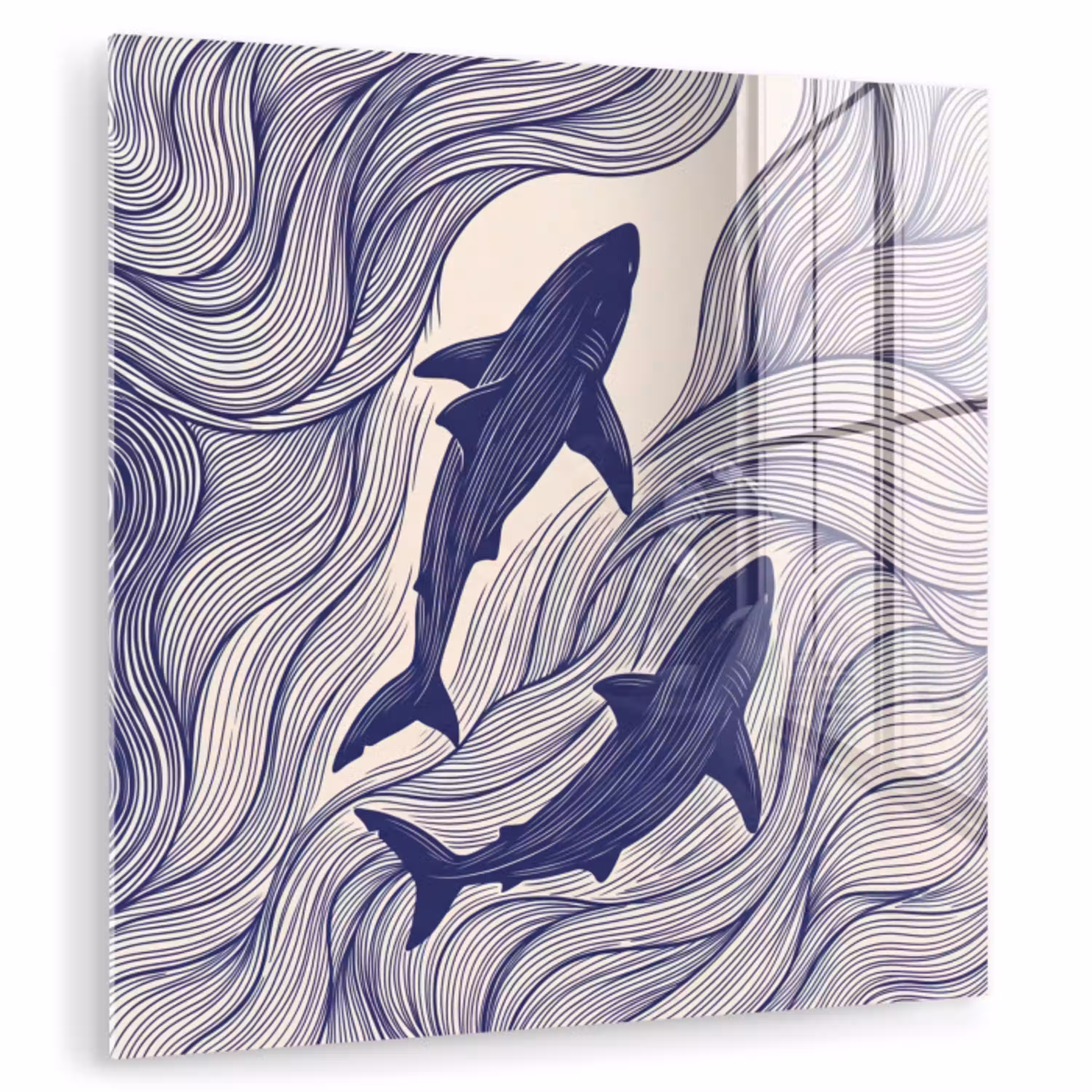 Vis - Oceaan - Lijntekening - Blauw - Dieren plexiglas 5mm klein -zzzproduct_nieuw