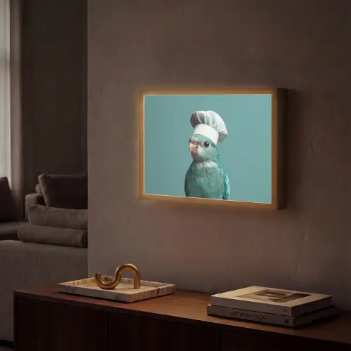 Parkiet - Vogel - Koksmuts - Cute Light Box met batterij (Wandlamp) middel -sfeer1