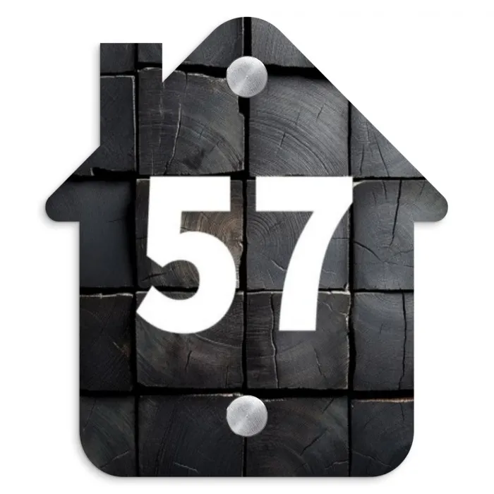 Zwarte houtblokken - Traditioneel Naambord Huisje klein -3d