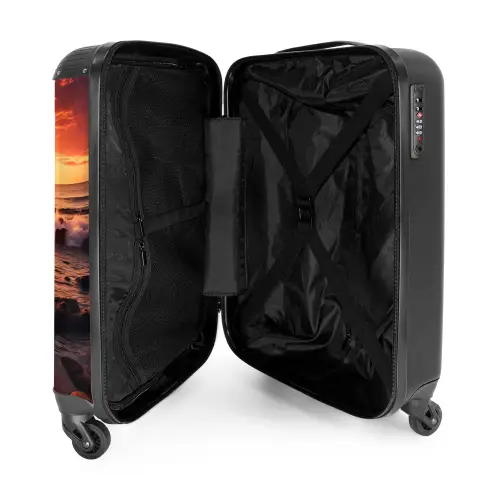 Rotsachtig strand bij zonsondergang NBS - Handbagage koffer - Kinderen Unisex middel -binnenkant