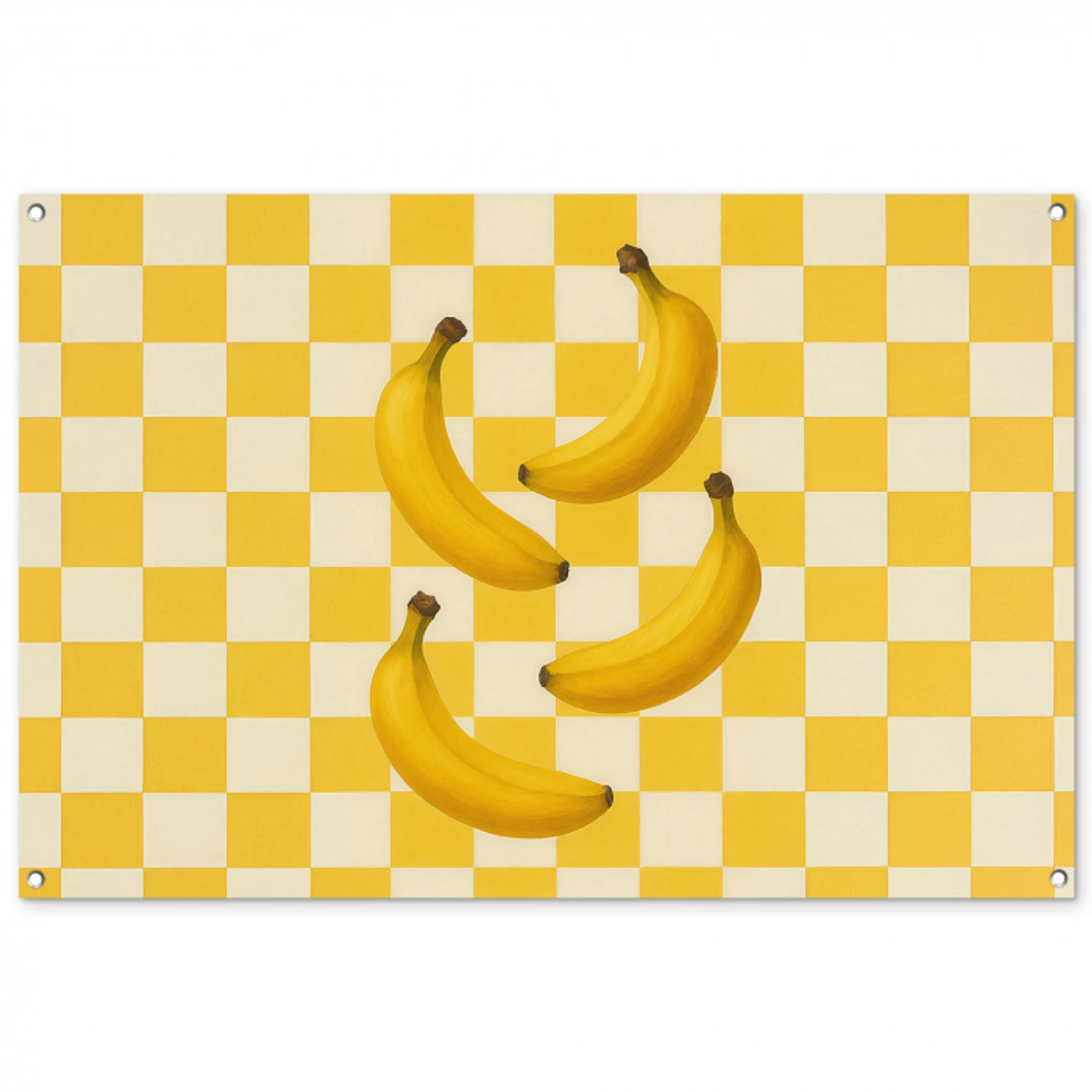 Bananen - Geel - Geblokt tuinposter los doek groot -3d