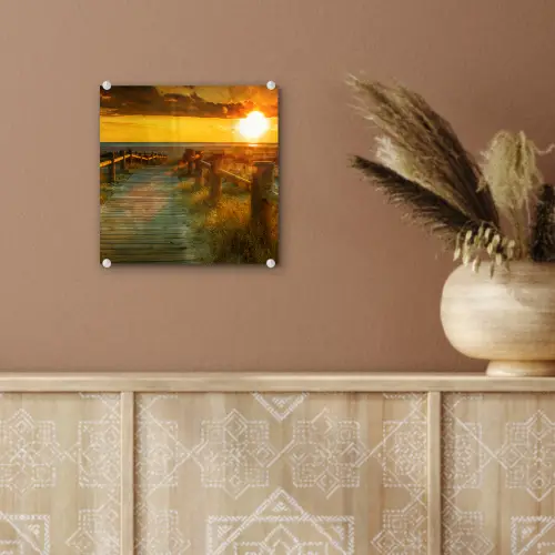 Zon - Strand - Duin - Horizon - Gras - Pad - Oranje plexiglas 5mm klein -sfeer5