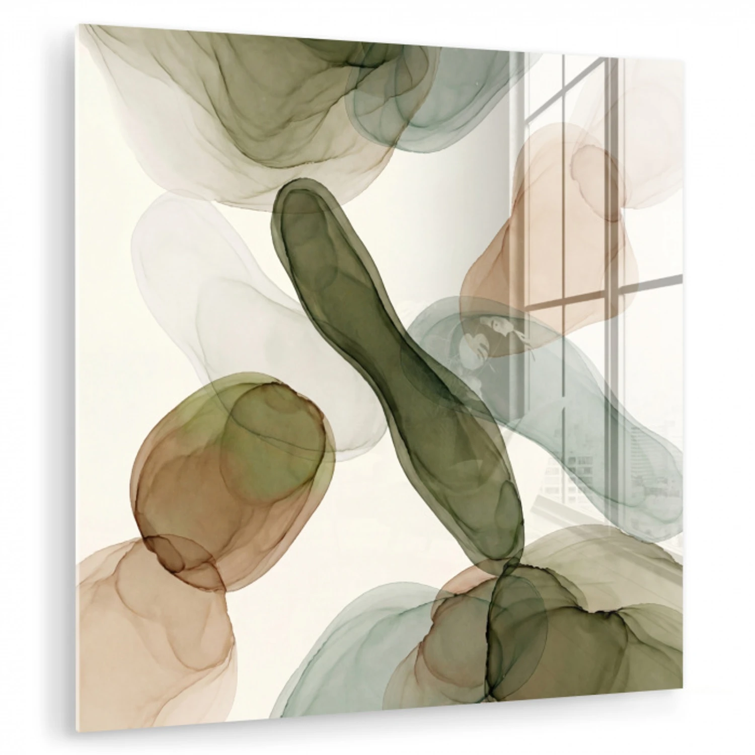Abstract - Vormen - Modern - Kunst - Groen - Bruin plexiglas 5mm klein -zzzproduct_nieuw