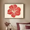 Rode hibiscusbloem - Textuur achtergrond - Beige Textielframe zwart klein -sfeer1