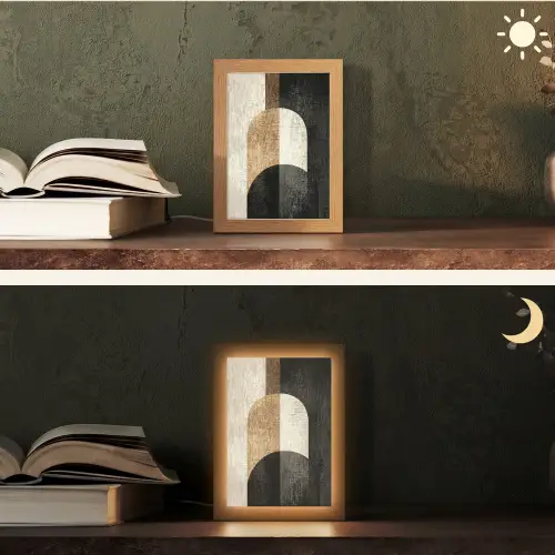 Geometrische - Vormen - Wit Light Box met kabel (Tafellamp) klein -sfeer3