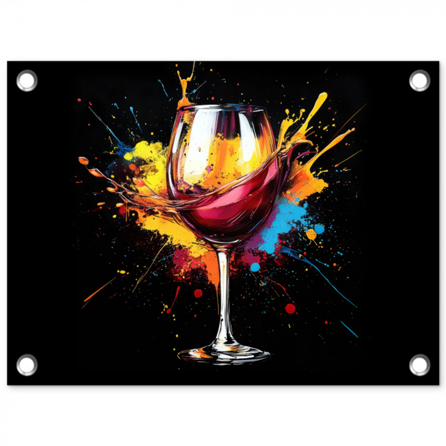 Wijn - Glas - Graffiti - Borrel - Rood - Verf tuinposter los doek klein -3d