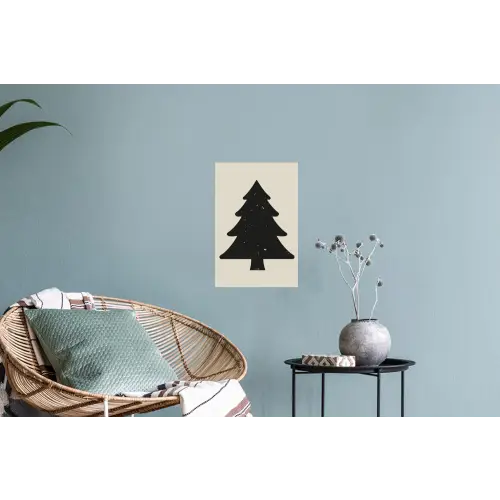 Kerstboom - Zwarte kerstboom - Boom - Japandi Muursticker klein -plant
