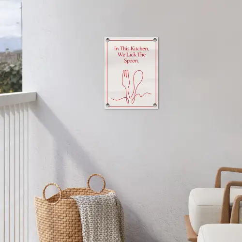 Minimalistisch - Vork - Lepel - Lijntekening tuinposter los doek klein -sfeer8