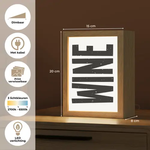 Vintage - Japandi - Wine - Decoratie Light Box met kabel (Wandlamp) klein -USP_websiteoverzichtNL