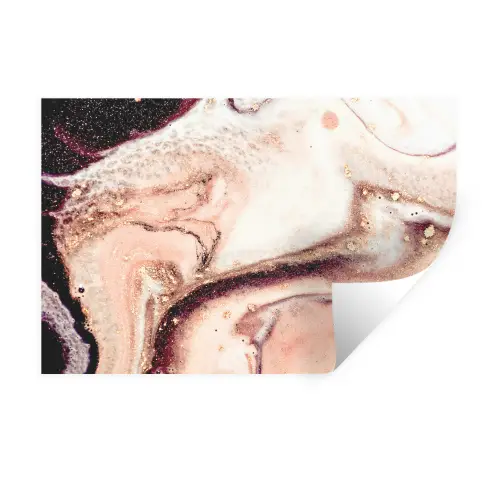 Binnenkant van een roze geode uit de natuur Muursticker klein -3d