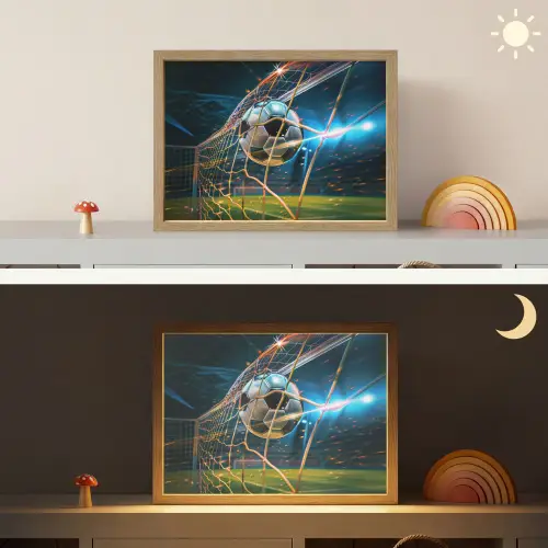 Voetbal - Goal - Sport - Jongens Light Box met batterij (Wandlamp kind) middel -sfeer3_kind