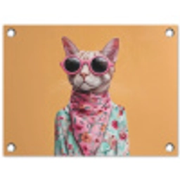 Zonnebril - Kat - Sjaal - Bloemen tuinposter los doek klein -3d
