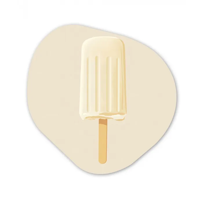 Minimalistisch - Waterijsje - Stokje - Beige Wandcirkel Organisch Forex 3mm klein -3d