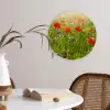 Lente - Bloemen - Rood - Klaproos - Gras - Groen Wandcirkel kunststof plaat 5mm dik klein -sfeer4