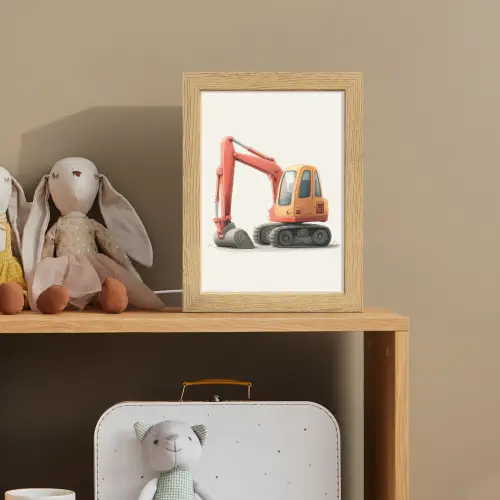Graafmachine - Oranje - Illustratie - Minimalistisch Light Box met kabel (Kinderlampje) klein -sfeer2_kind
