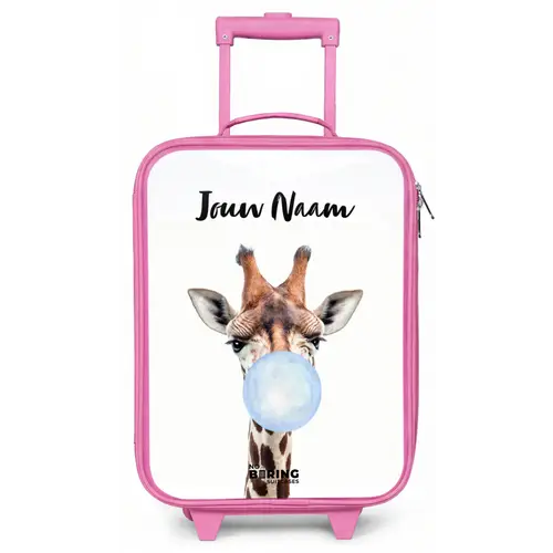 Kauwende Kobus blauw Kinderkoffer - Roze klein -zz3dotto