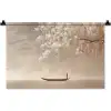 Bloesems - Wit - Boot - Minimalistisch Wandkleed katoen klein -zz3d