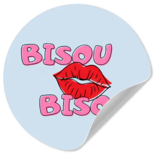 Bisou - Blauw - Roze - Lippen Wandcirkel behangsticker klein -3d