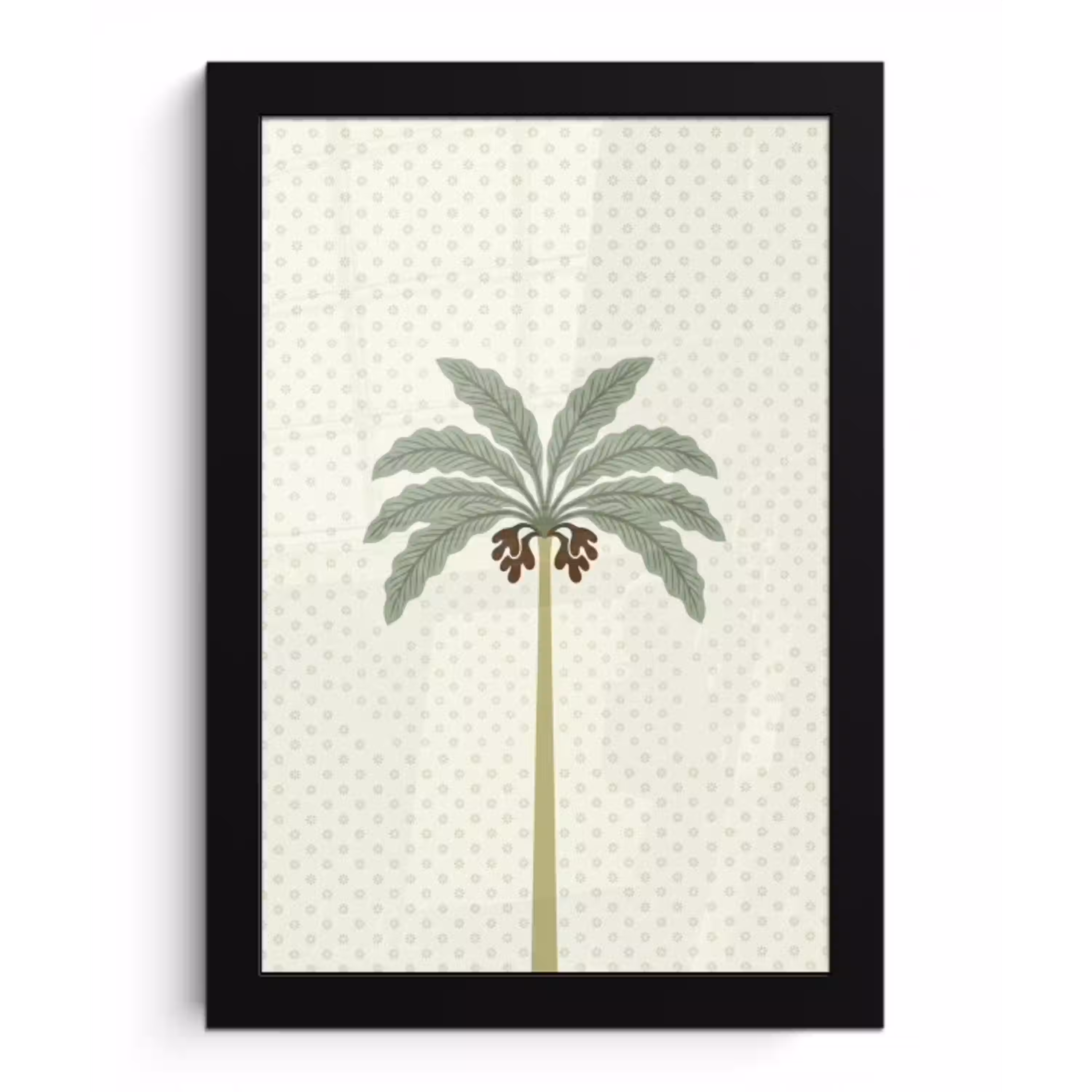 Boom - Bladeren - Groen - Decoratief - Beige fotolijst zwart zonder passe partout klein -3d