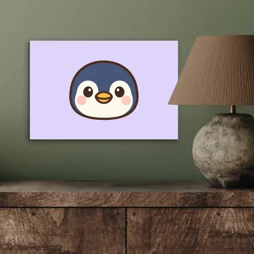 Pinguïn - Paars - Schattig aluminium wit klein -sfeer2