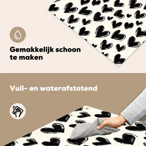 Hartjes - Patroon - Zwart Inductie beschemer met haakjes klein 777 -ky-schoon-nl