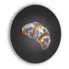 Croissant - Bloemenpatroon - Delftsblauw Akoestische PET Vilt - Rond klein -3d
