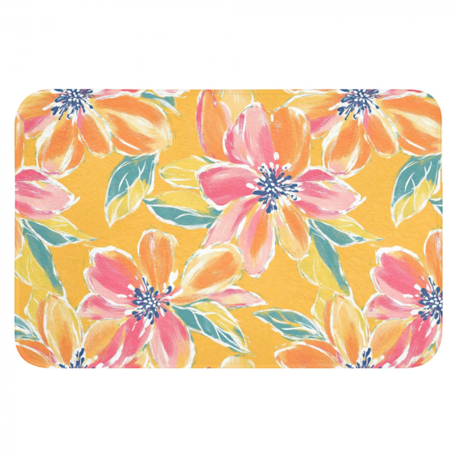 Textuur - Bloemen - Kleurrijk Badmat klein 997 -3d