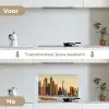 Skyline - Kanaal - Wolkenkrabbers keuken achterwand spatscherm klein -voor_na_NL