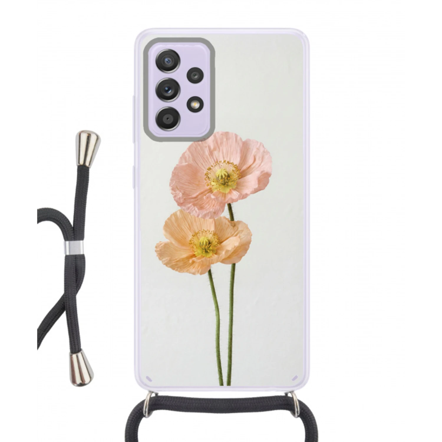 Papavers - Botanisch - Roze Hoesje Samsung Galaxy A52 5G met koord klein -3d