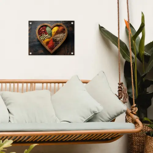 Houten - Hart - Kleurrijke - Specerijen tuinposter los doek klein -sfeer7
