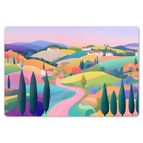 Landschap - Paars - Pastel - Huizen Placemat vinyl groot -zzsfeer1_Kitchenyeah-website