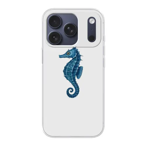 Zeepaardje - Staart - Blauw Telefoonhoesje iPhone 17 Pro klein -3d