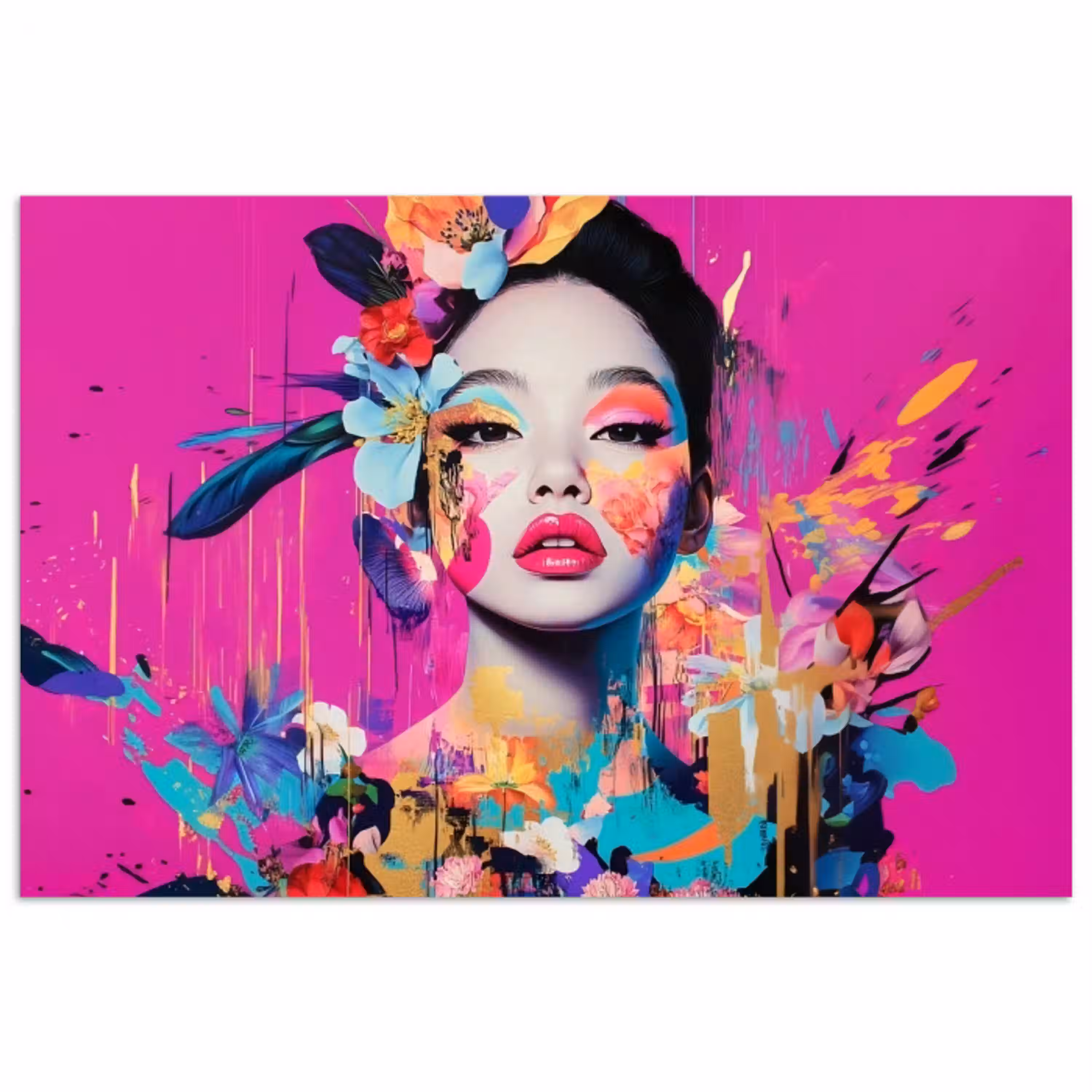 Vrouw - Portret - Abstract - Paars poster papier klein -3d