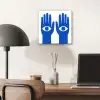 Handen - Twee - Ogen - Blauw aluminium wit klein -sfeer5