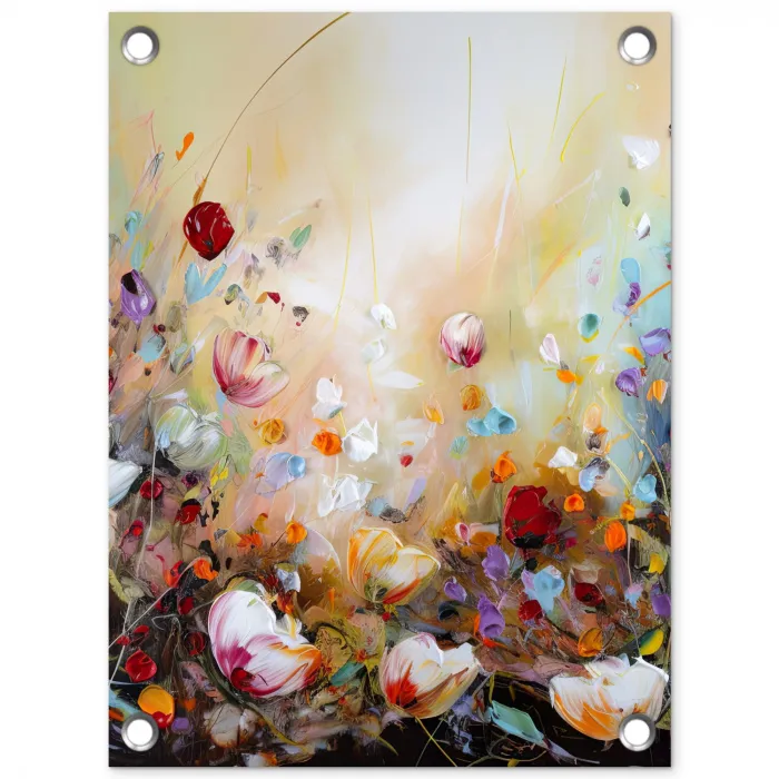 Olieverf - Bloemen - Kleurrijk - Natuur tuinposter los doek klein -3d