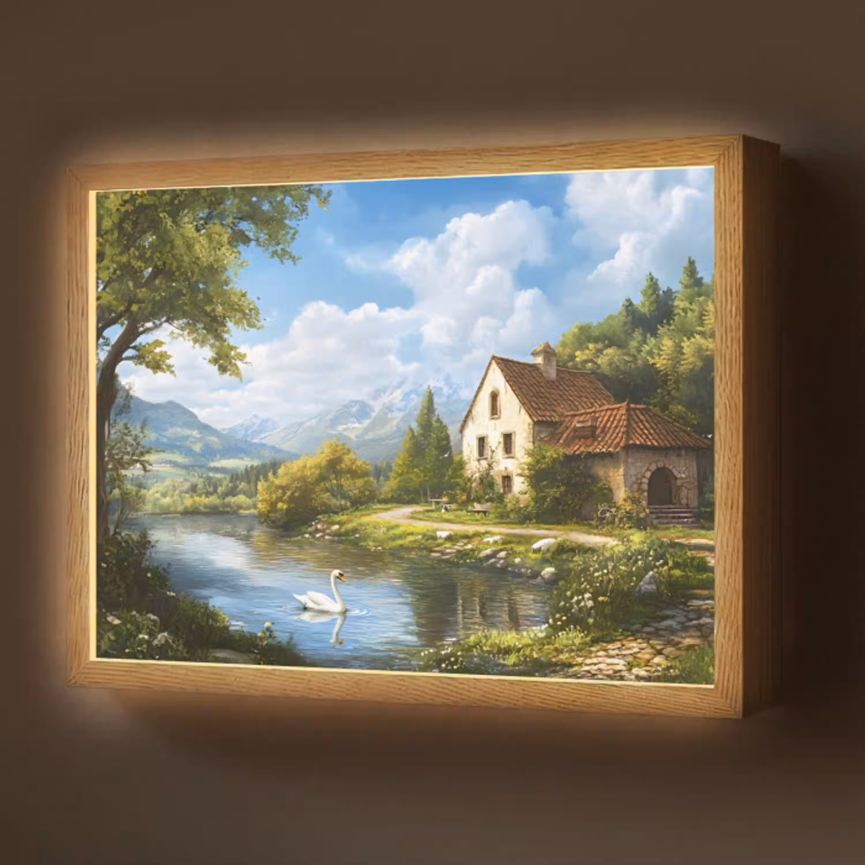 Zwaan - Bomen - Rust Light Box met batterij (Wandlamp) middel -z3d_website