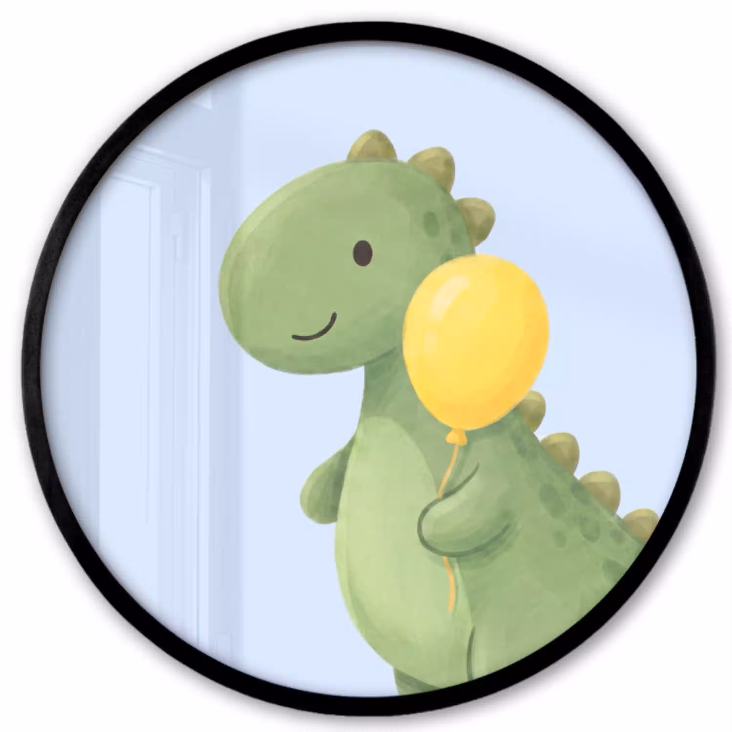 Dinosaurus - Ballon - Kinderkamer - Illustratie - Groen Fotolijst rond zonder passe partout klein -3d